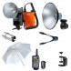 Godox WITSTRO ad-360 Flash Kit mit PB960 Akku Power + Wireless ft-16 Trigger + 99,1 cm Weiche Regenschirm + geformten Reflektor + Leuchtmittel Displayschutzfolie + db-02 Y Kabel + Q-Type Clip-08